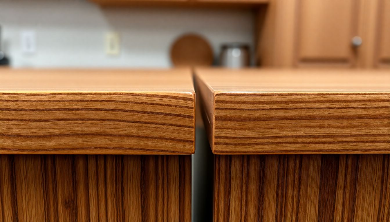 Macro photograph showcasing high-quality joint construction and builder craftsmanship on European kitchen cabinets in DOCA Houston kitchen showroom, highlighting polished surfaces and hardware precision under indoor showroom lighting.